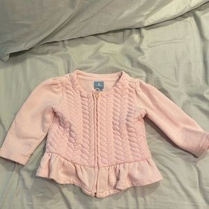 Baby Gap pink zip sweashirt with ruffle bottom, size 12-18 months